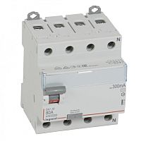 Выключатель дифференциальный (УЗО) DX3-ID 4п 80А 300мА тип AC | код. 411725 |  Legrand